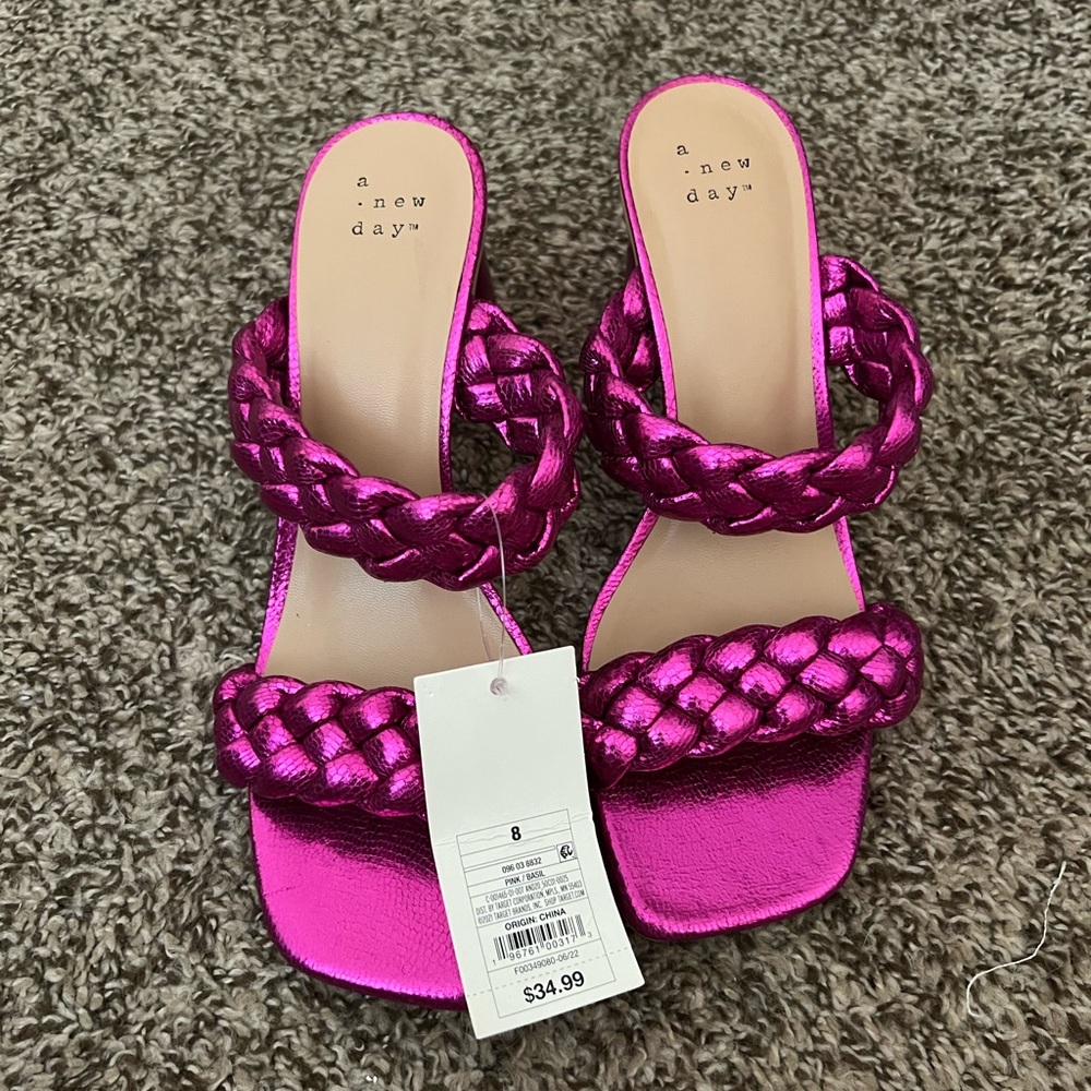 NWT A New Day By Target Hot Pink Strappy Heels SZ 8 $34.99 VALUE